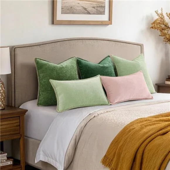 Spring Chenille Soft Cozy Throw Pillow Covers 18x18 Set of 2, Modern Farmhouse - Picture 6 of 7